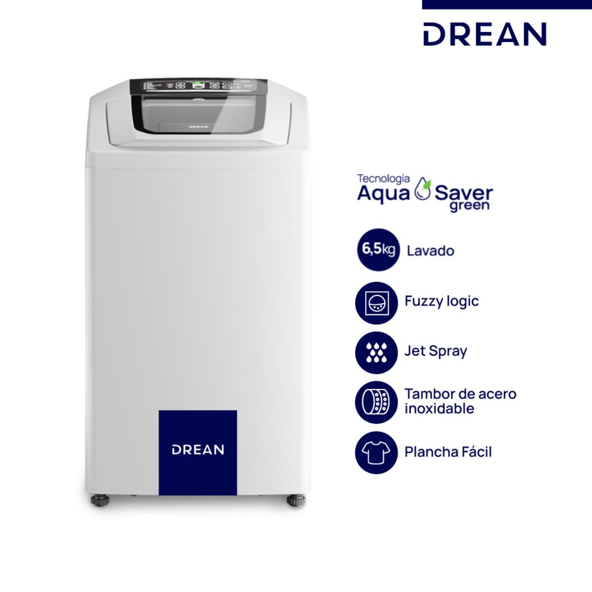 Lavarropas Automático Drean Lsdr0680tb0 6,5 Kg 800 Rpm Carga Superior Blanco